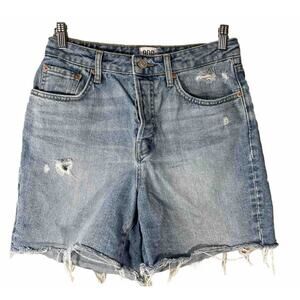 BDG Womens 90s Long 5" Inseam Blue Denim Shorts Button Fly Size 29 URB2446